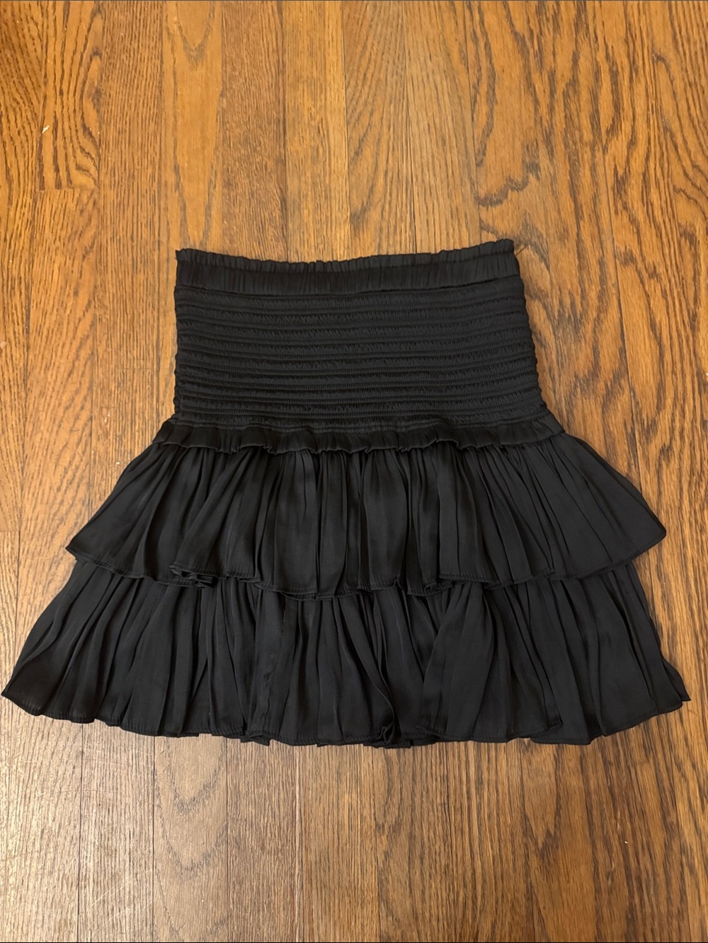 Reset by Jane Smocked Waist Black Tiered Skater Skirt